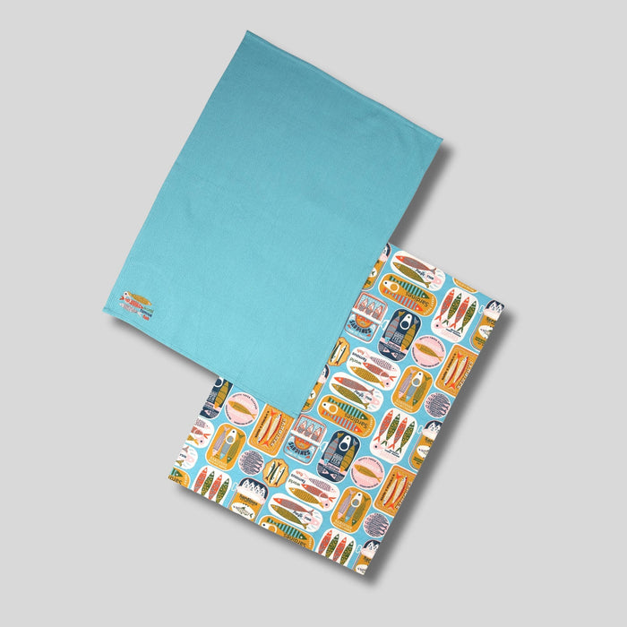 Sardines Set of 2 Tea Towels - Blue - Simmer and Slice