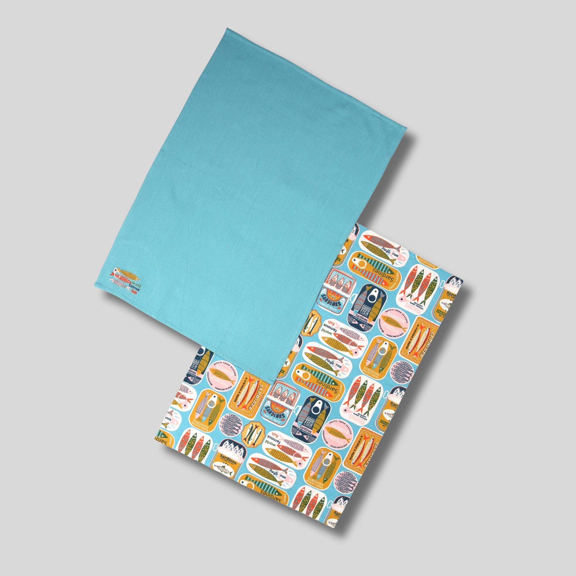 Sardines Set of 2 Tea Towels - Blue - Simmer and Slice