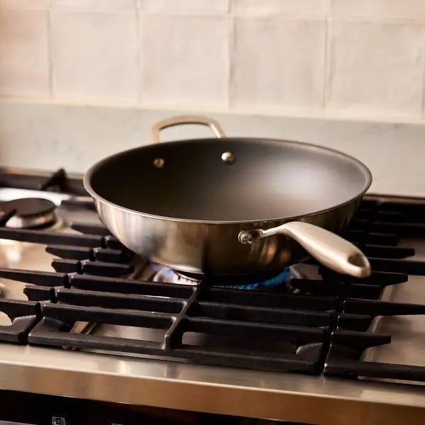 Stellar Zero 30cm Uncoated Stainless Steel Wok - Simmer and Slice