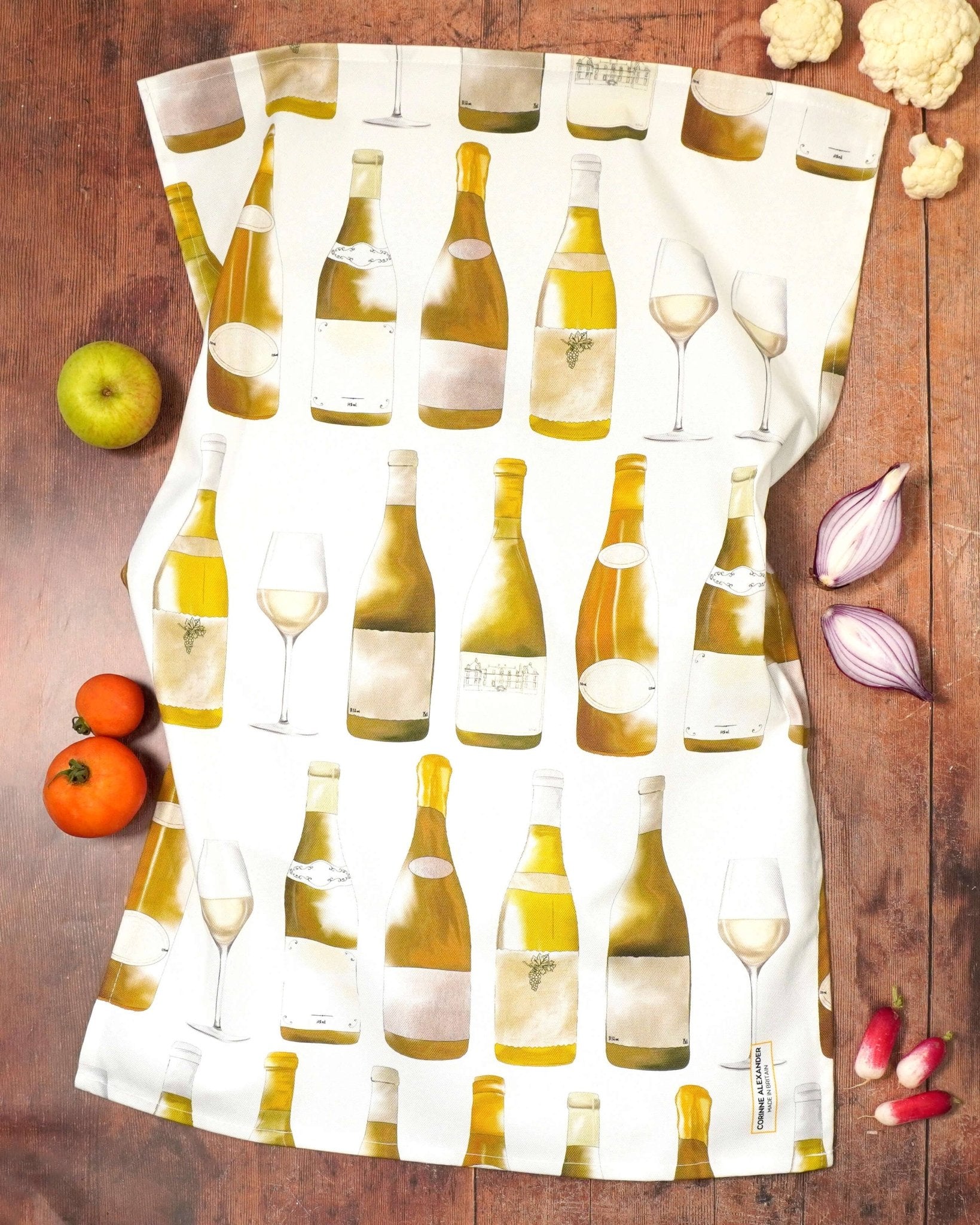 White Wine Tea Towel - British Made – Kitchen Towel - Simmer and Slice