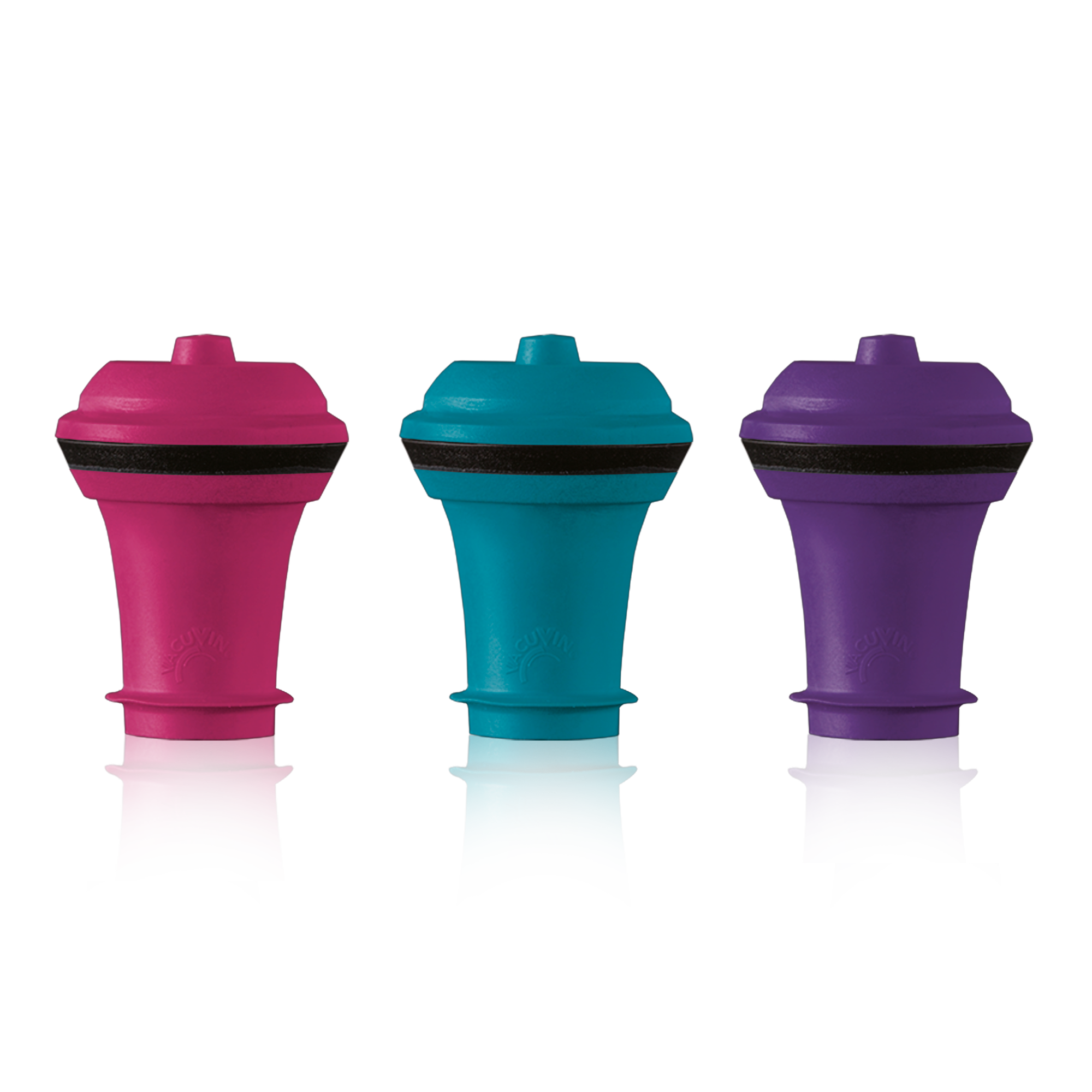 Vacu Vin Wine Stoppers 3pc Set - Blue/Pink/Purple