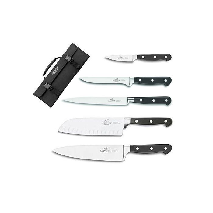 Lion Sabatier 5pc Knives Cooks Set With Transport Bag - Pluton