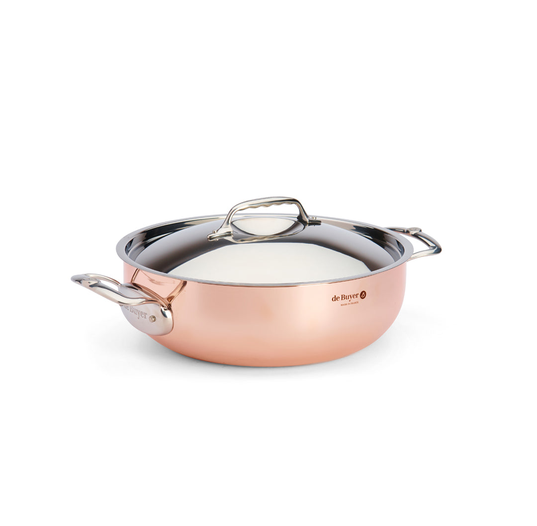 De Buyer Prima Matera 28cm Rounded Saute Pan with Lid | Steel Handle