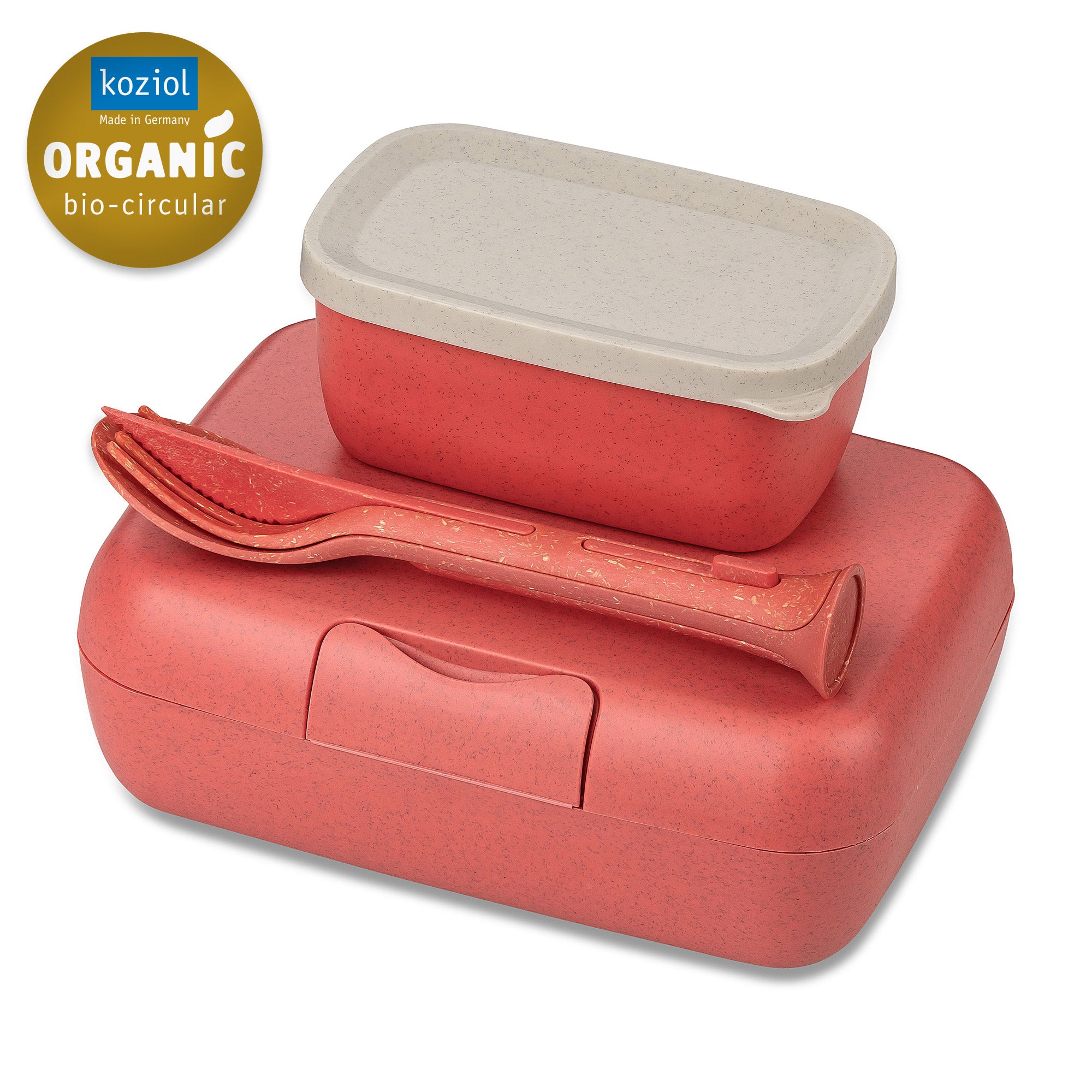 Koziol Lunch Box Set + Cutlery Set - Nature Coral