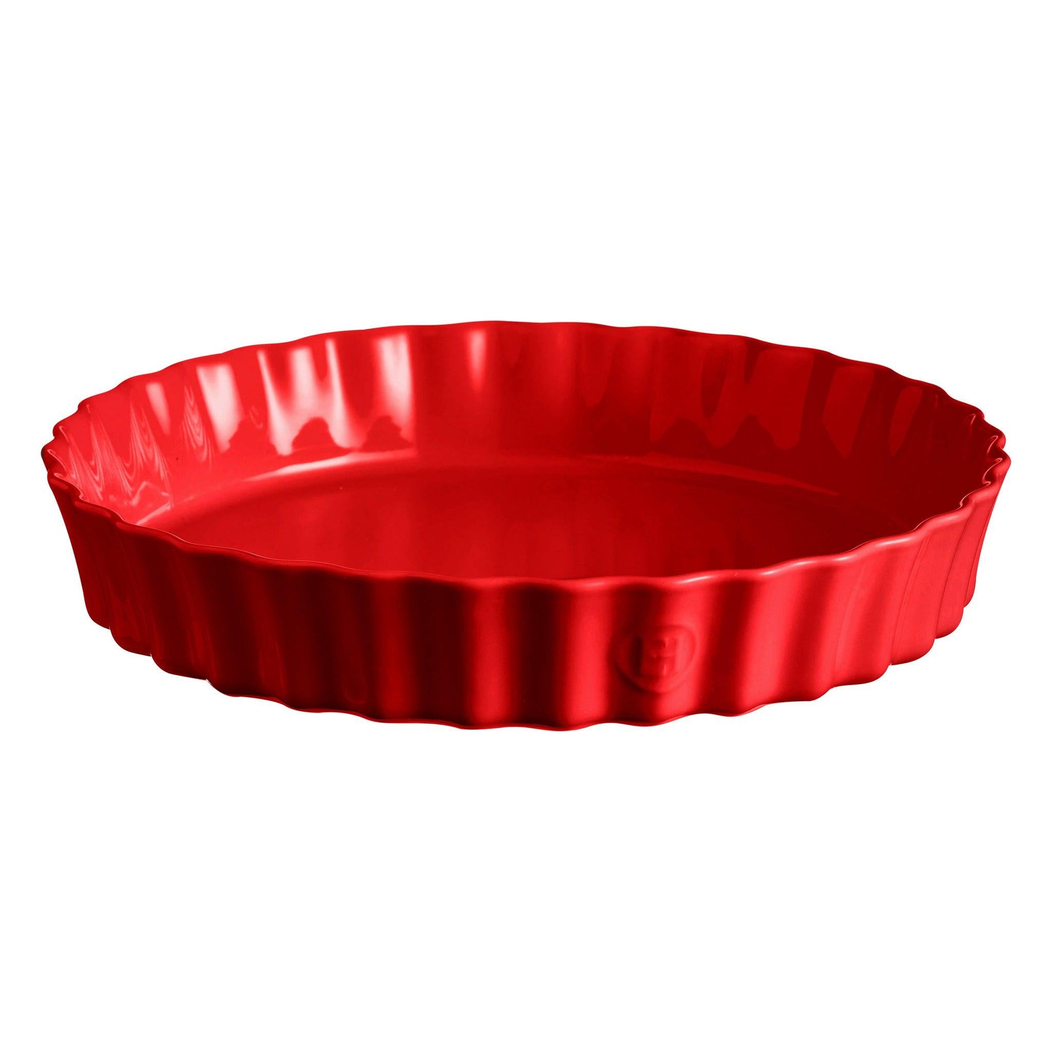 Emile Henry Deep Flan Dish In Burgundy 32cm