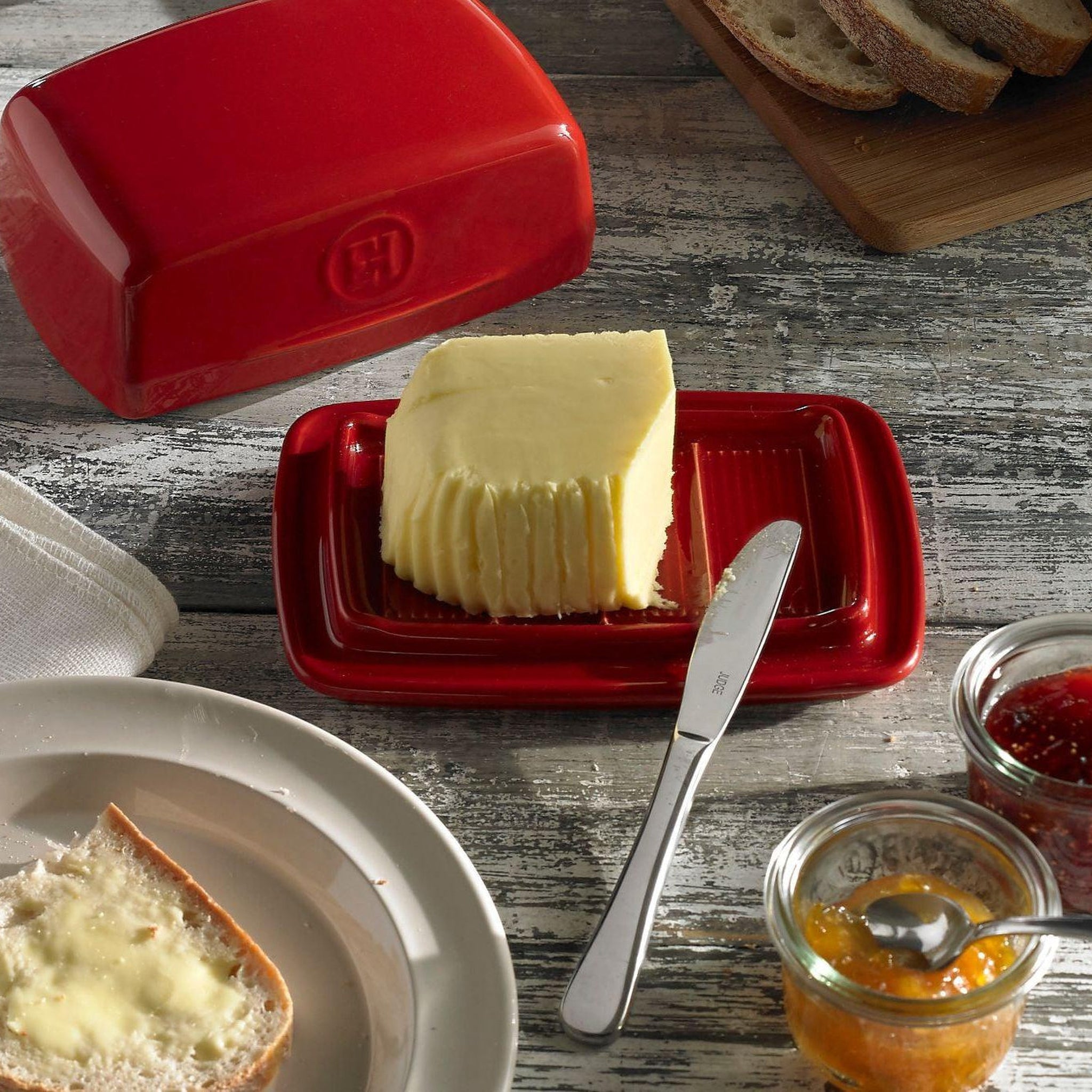 Emile Henry Butter Dish Burgundy 17cm x 11cm - Simmer and Slice