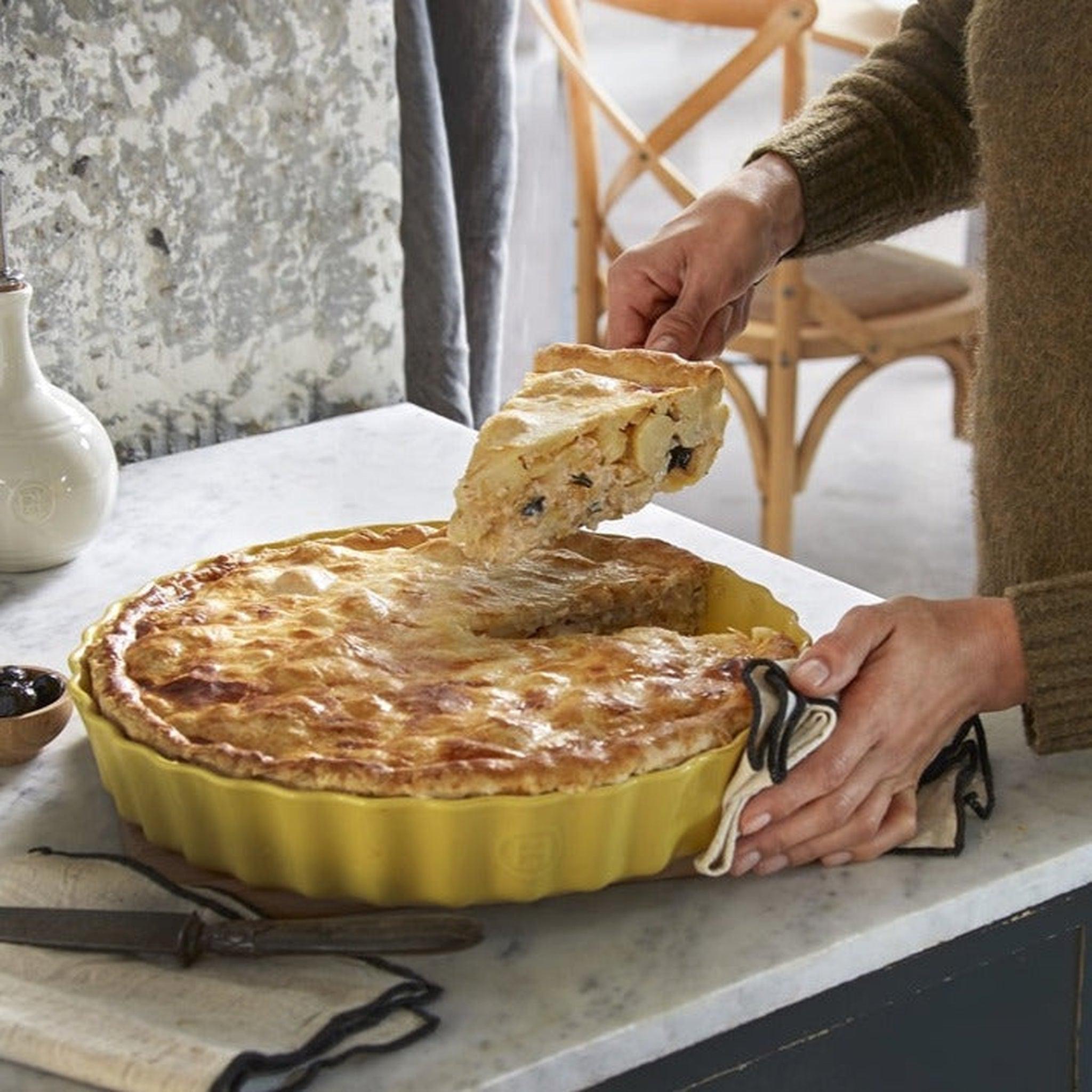 Emile Henry Deep Flan Dish In Provence Yellow 32cm - Simmer and Slice