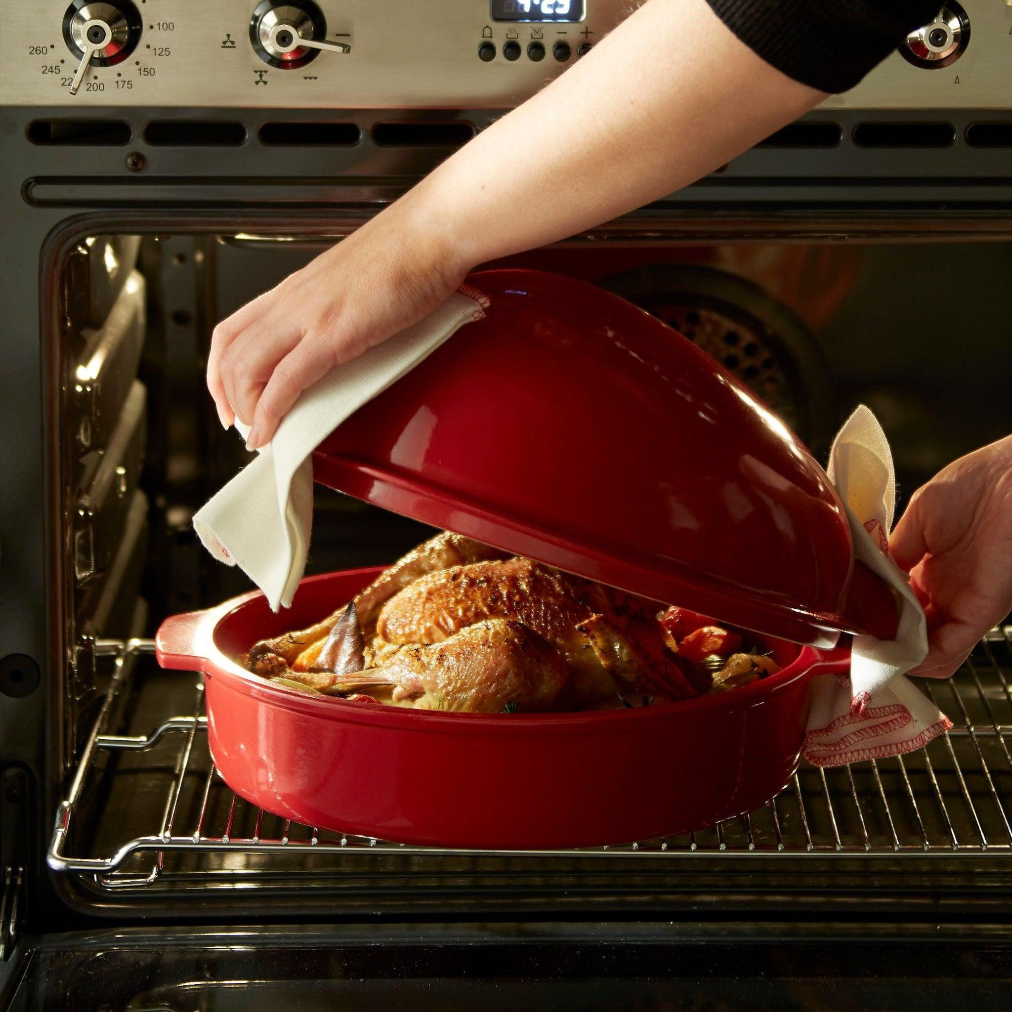 Emile Henry Large Roaster Burgundy 41.5cm x 27.5cm - Simmer and Slice