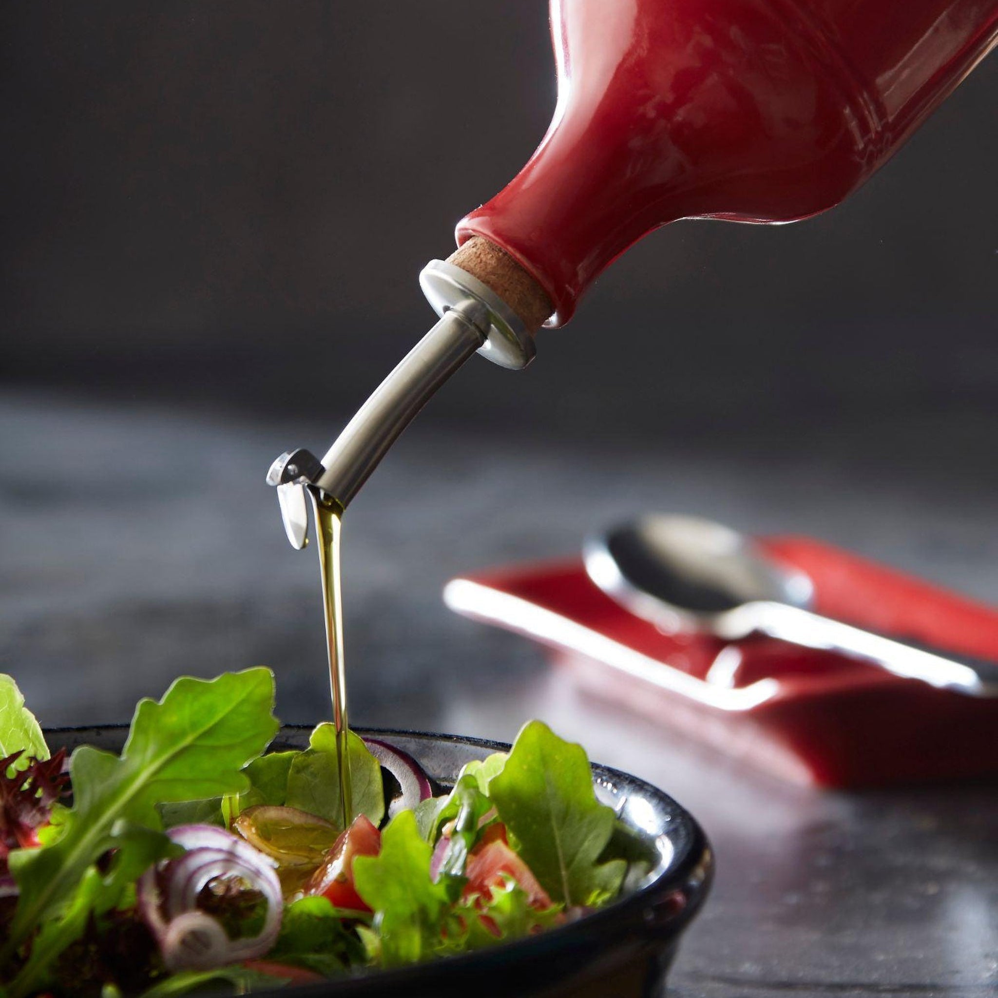 Emile Henry Oil cruet - Burgundy | 24cm H 7.5cm Dia - Simmer and Slice