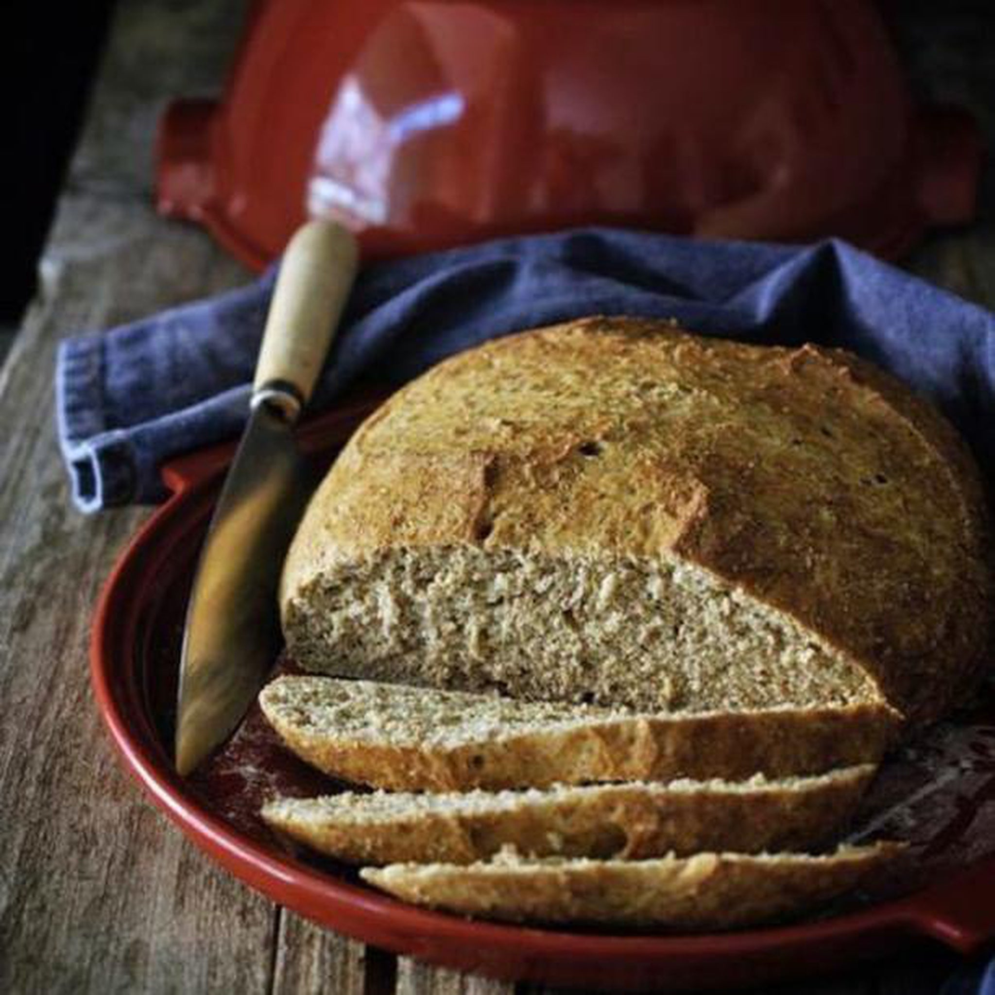 Emile Henry Round Bread Baker Burgundy 32.5cm x 30cm - Simmer and Slice