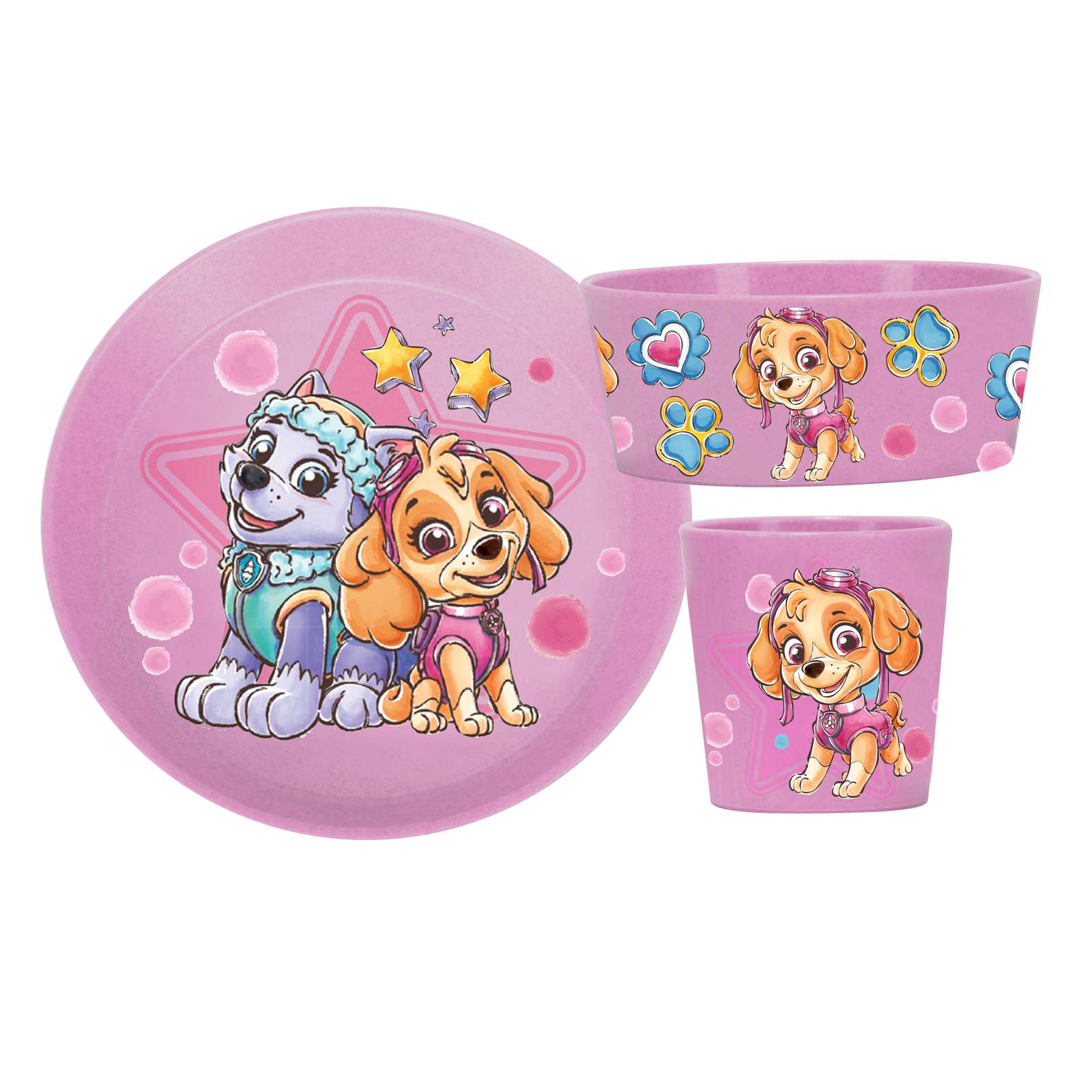 Koziol Connect Paw Patrol 3pc Tableware Set - Organic Pink - Simmer and Slice