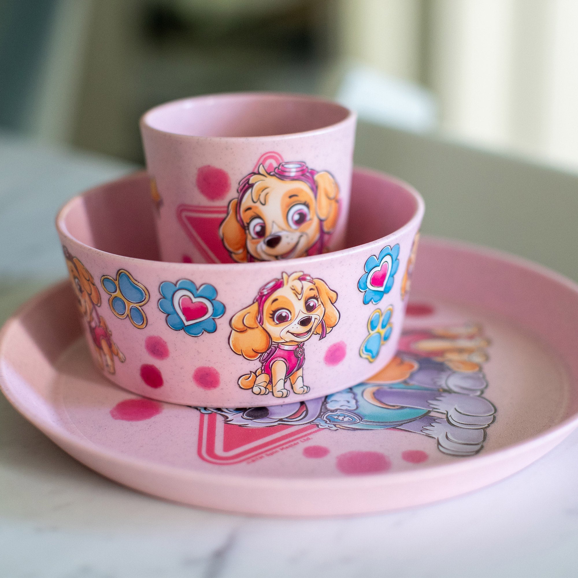 Koziol Connect Paw Patrol 3pc Tableware Set - Organic Pink - Simmer and Slice