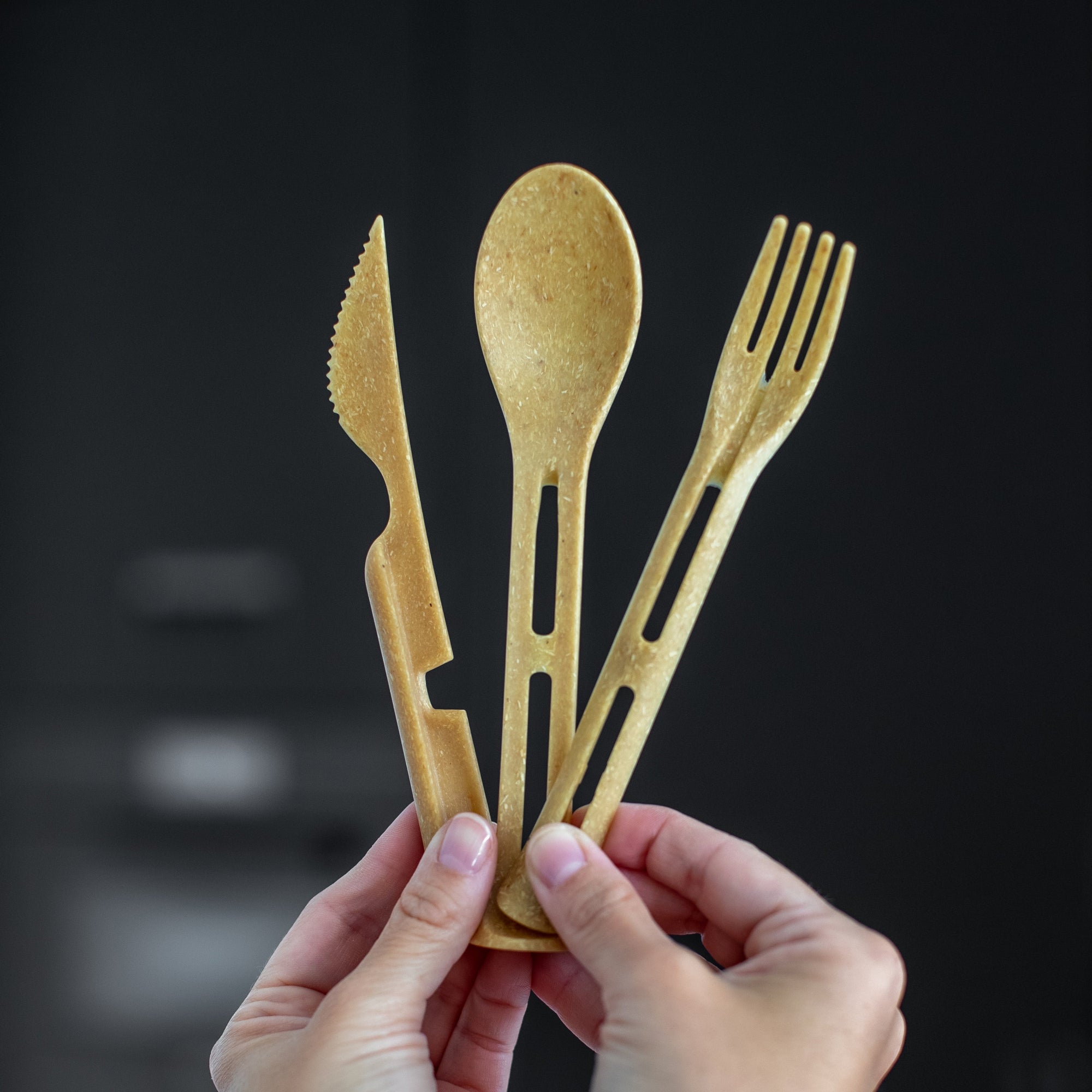 Koziol Klikk Cutlery Set 3 - Pieces - Nature Wood - Simmer and Slice