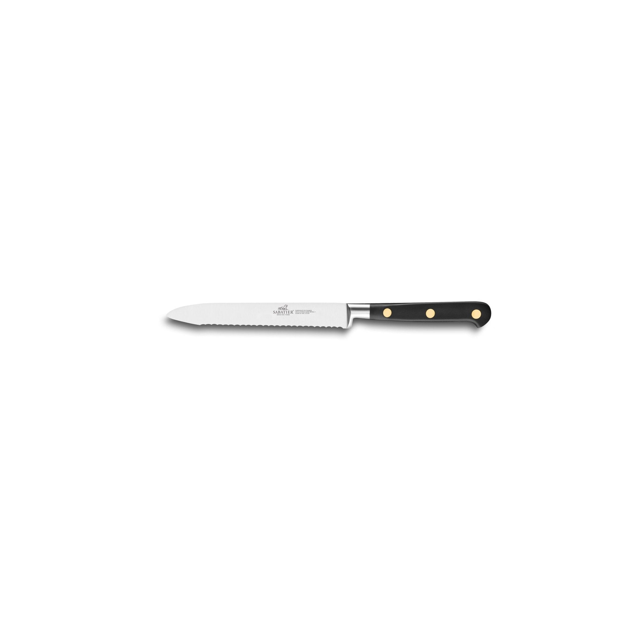 Lion Sabatier Serrated Utility Knife 12cm - Ideal Brass - Simmer and Slice