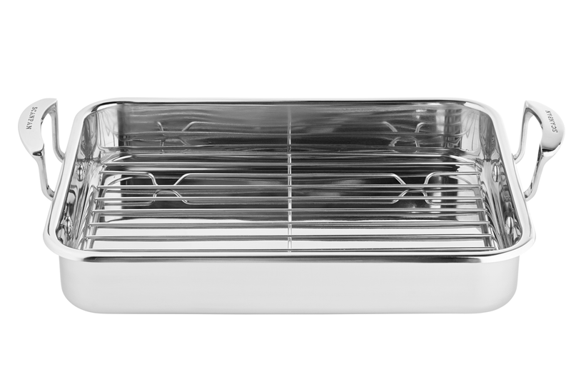 SCANPAN Impact Roasting Pan with Rack - 42.5cm x 26cm - Simmer and Slice