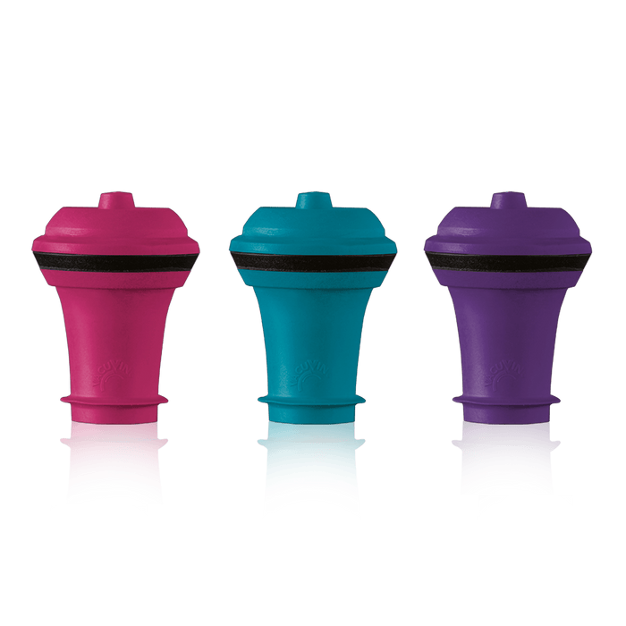 Vacu Vin Wine Stoppers 3pc Set - Blue/Pink/Purple - Simmer and Slice
